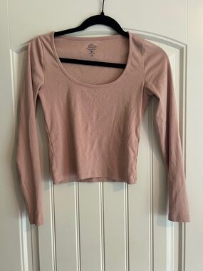 J. Crew Long Sleeve Scoop Neck Top - Dusty Rose